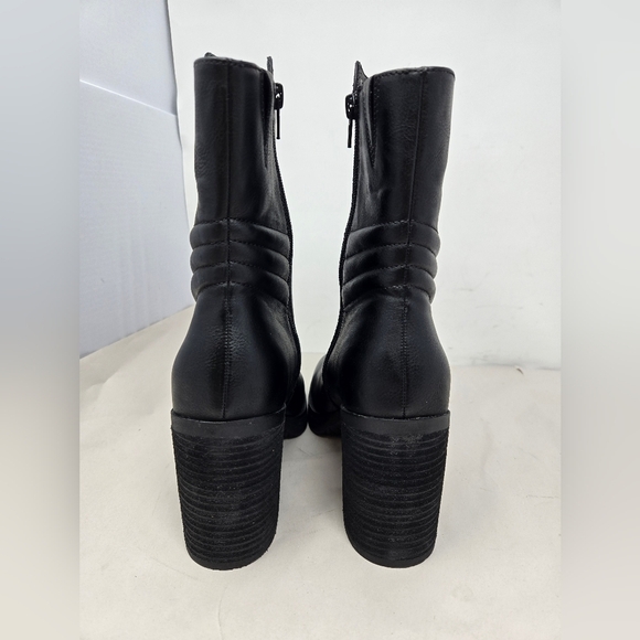 Korks Women's Black Faux Leather Boots Sz 8.5M Big Block Stacked Heels Casual - Picture 4 of 11